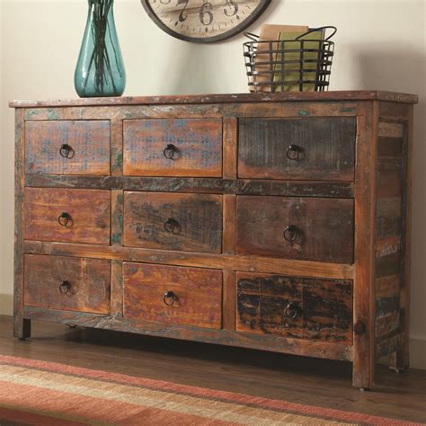 rustic side cabinet with drawers